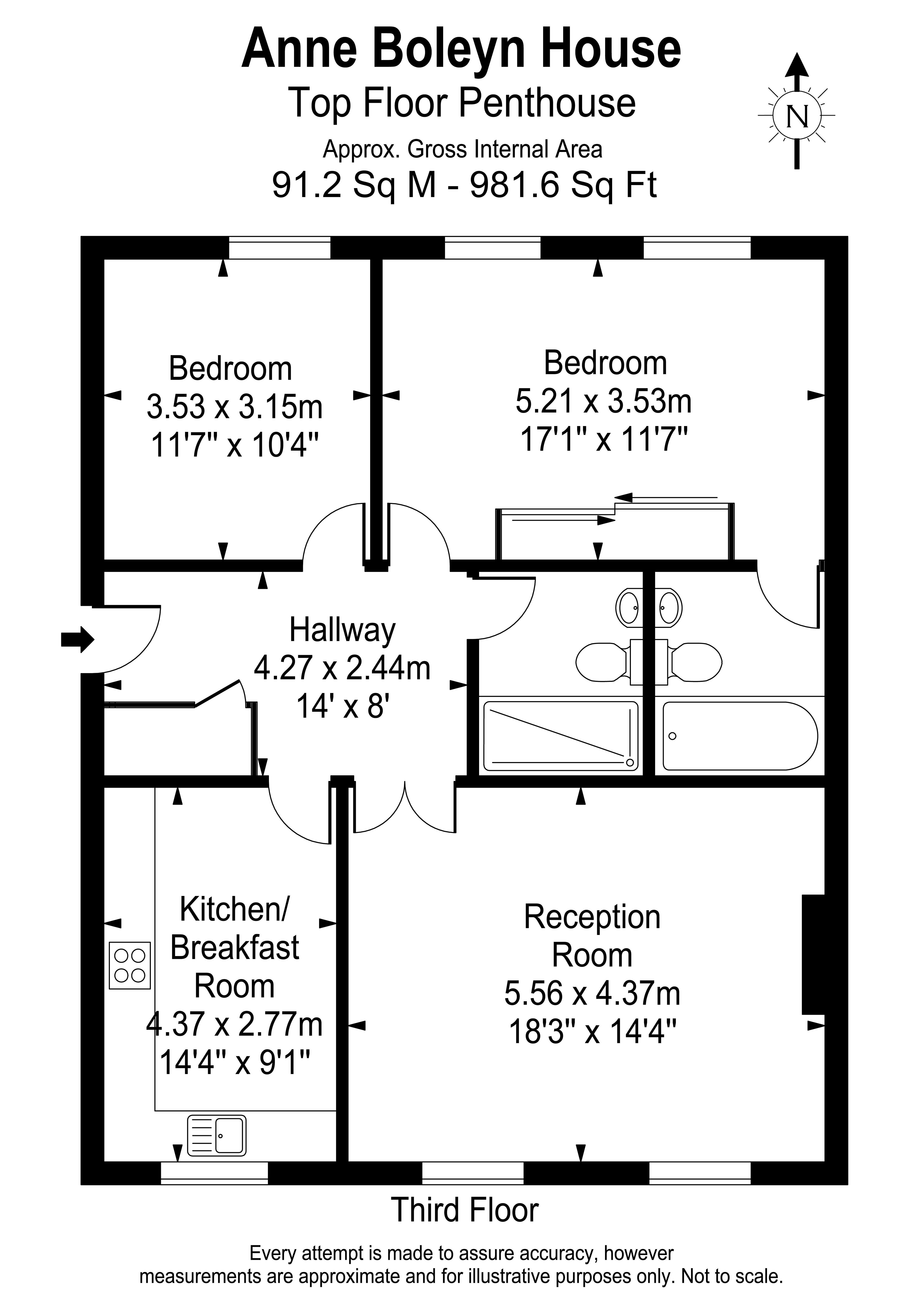 Floorplans For Anne Boleyn House, Queens Reach, East Molesey