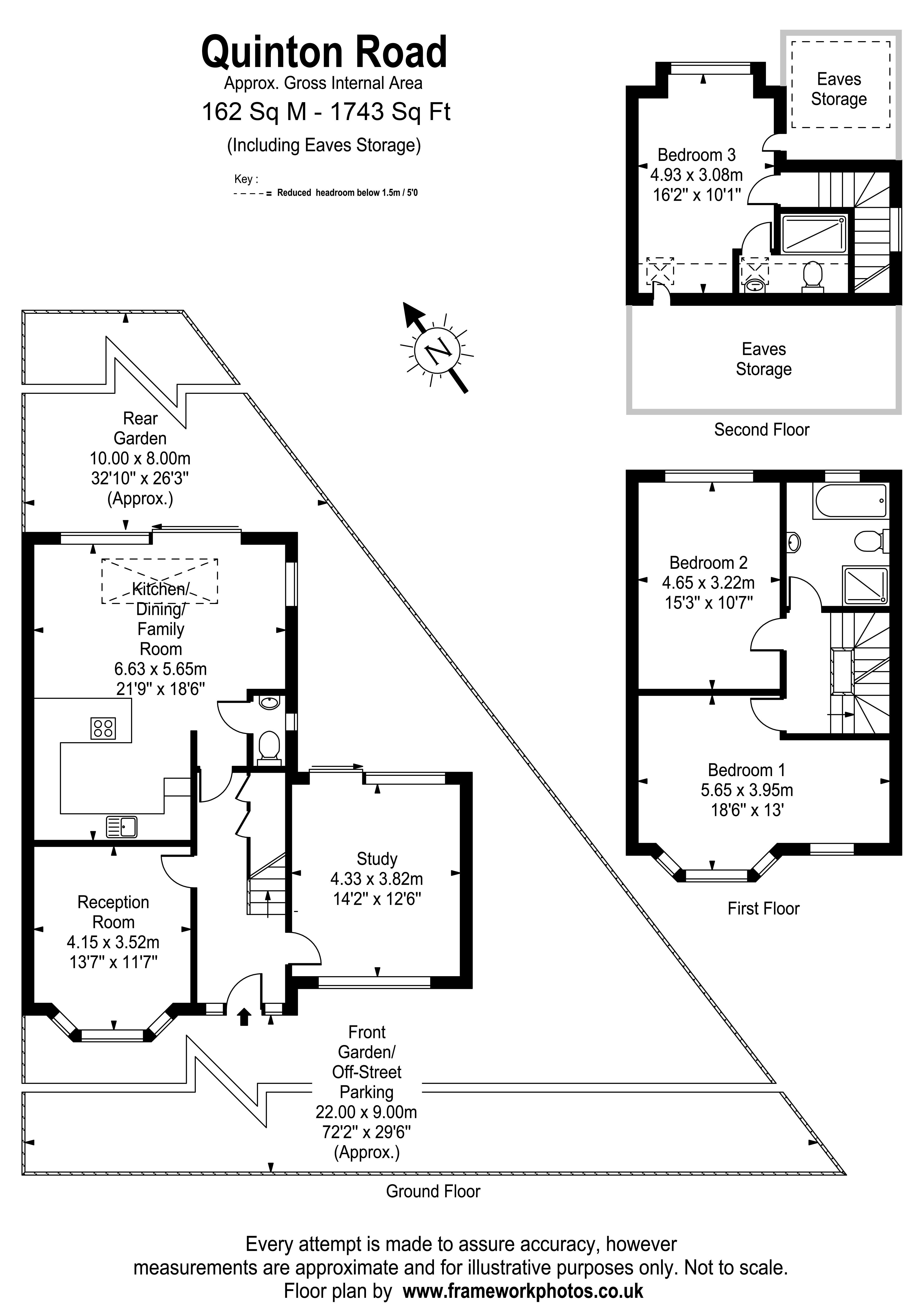 Floorplans For Quinton Road, Thames Ditton