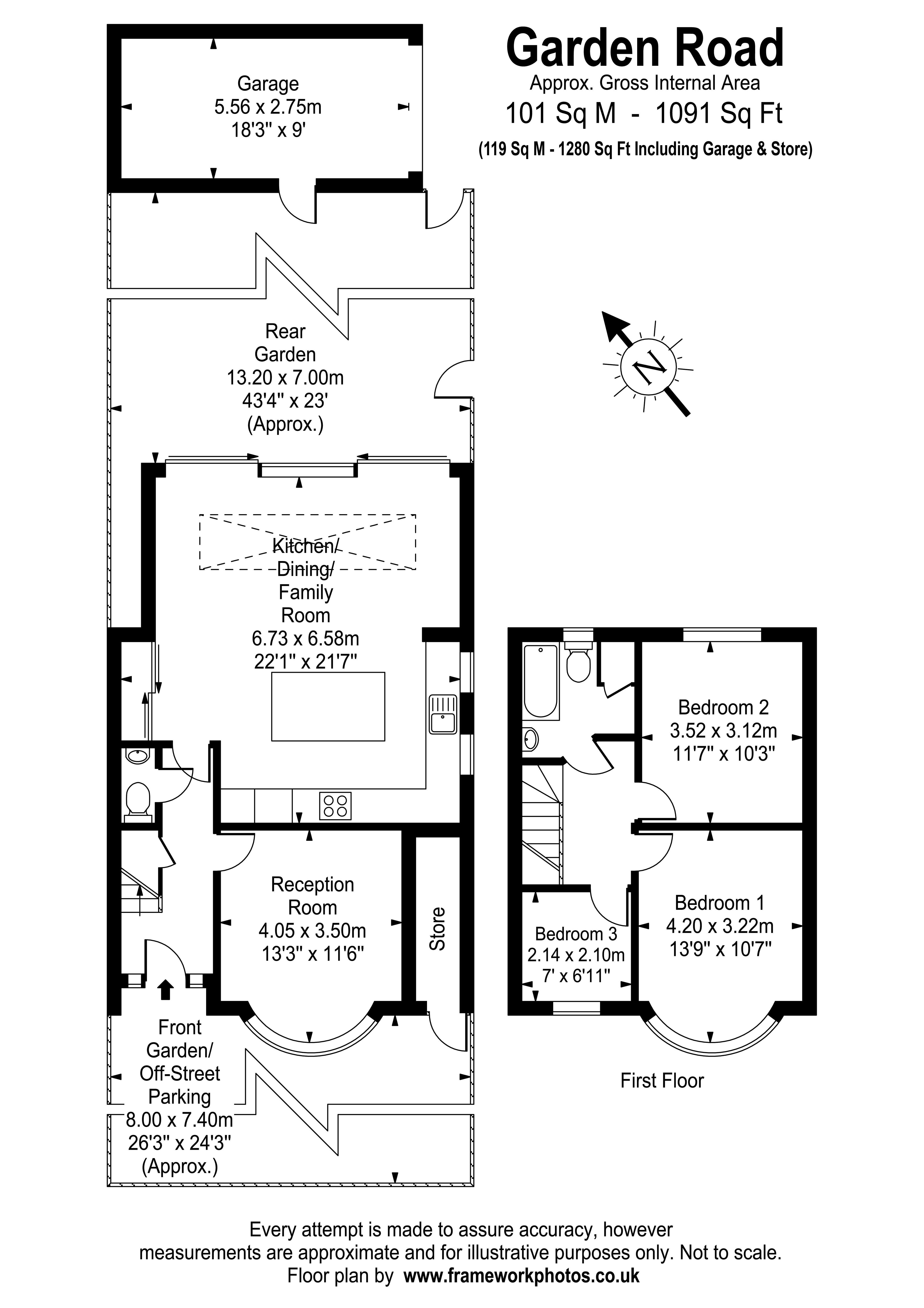 Floorplans For Garden Road, Walton-On-Thames