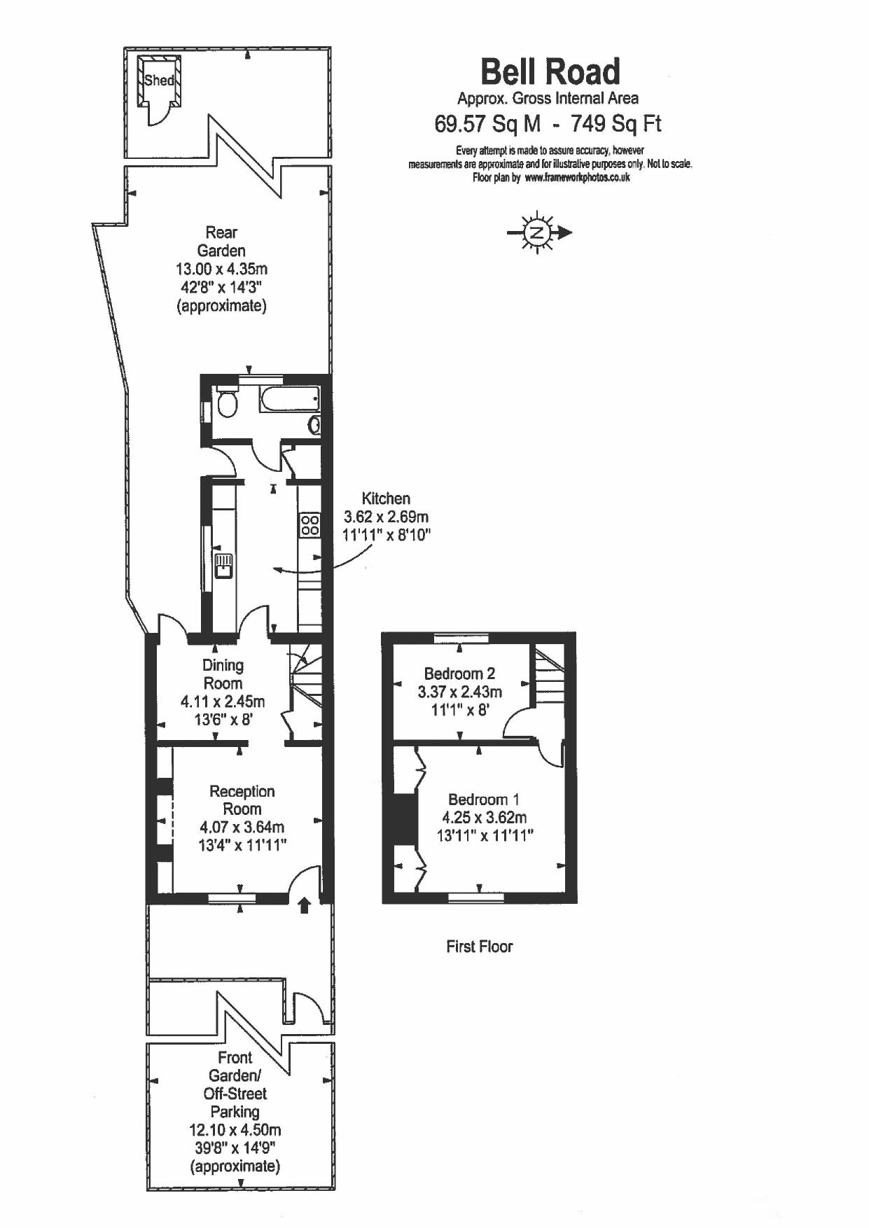 Floorplans For Bell Cottage, Bell Road, East Molesey