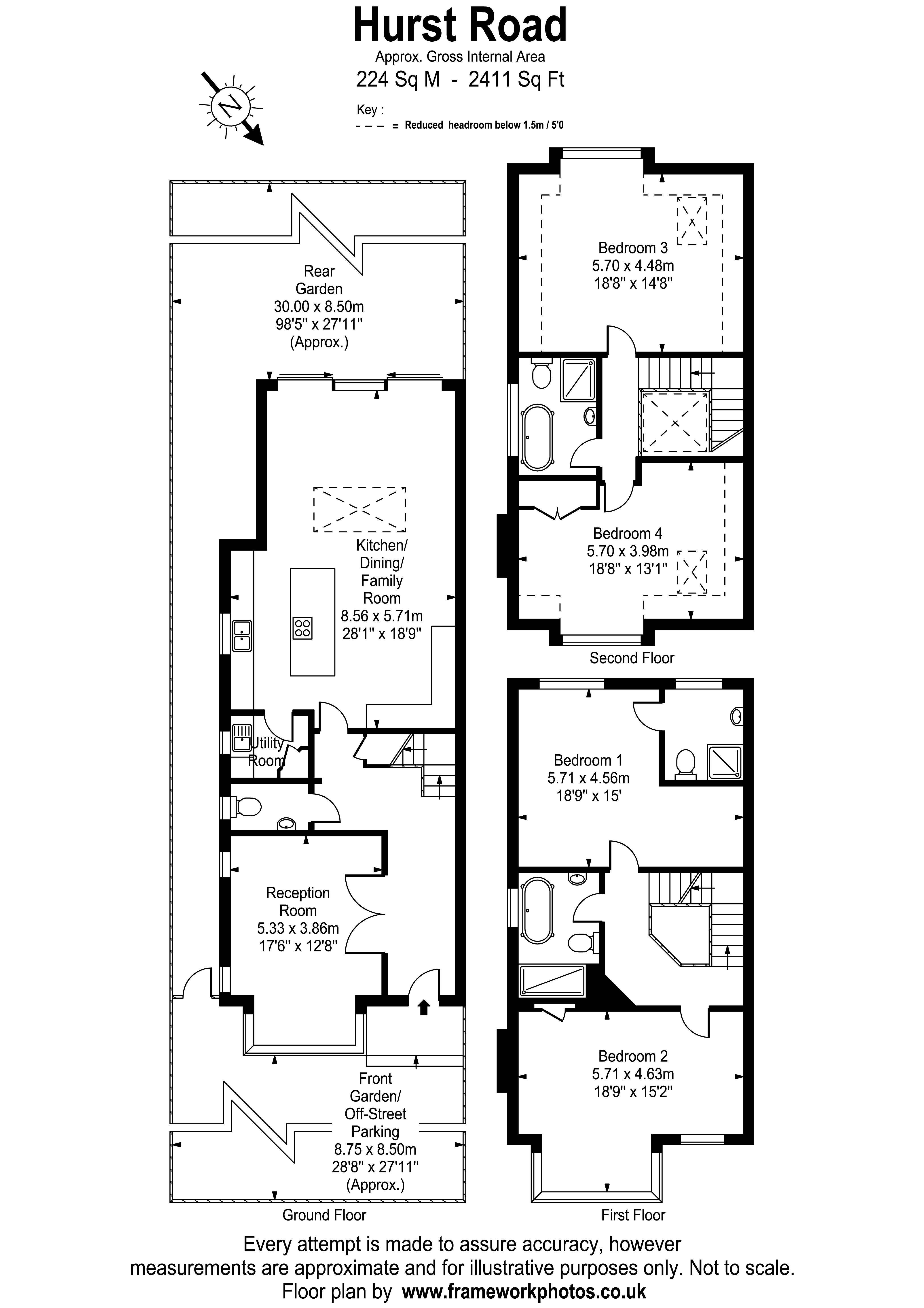 Floorplans For Hurst Road, East Molesey