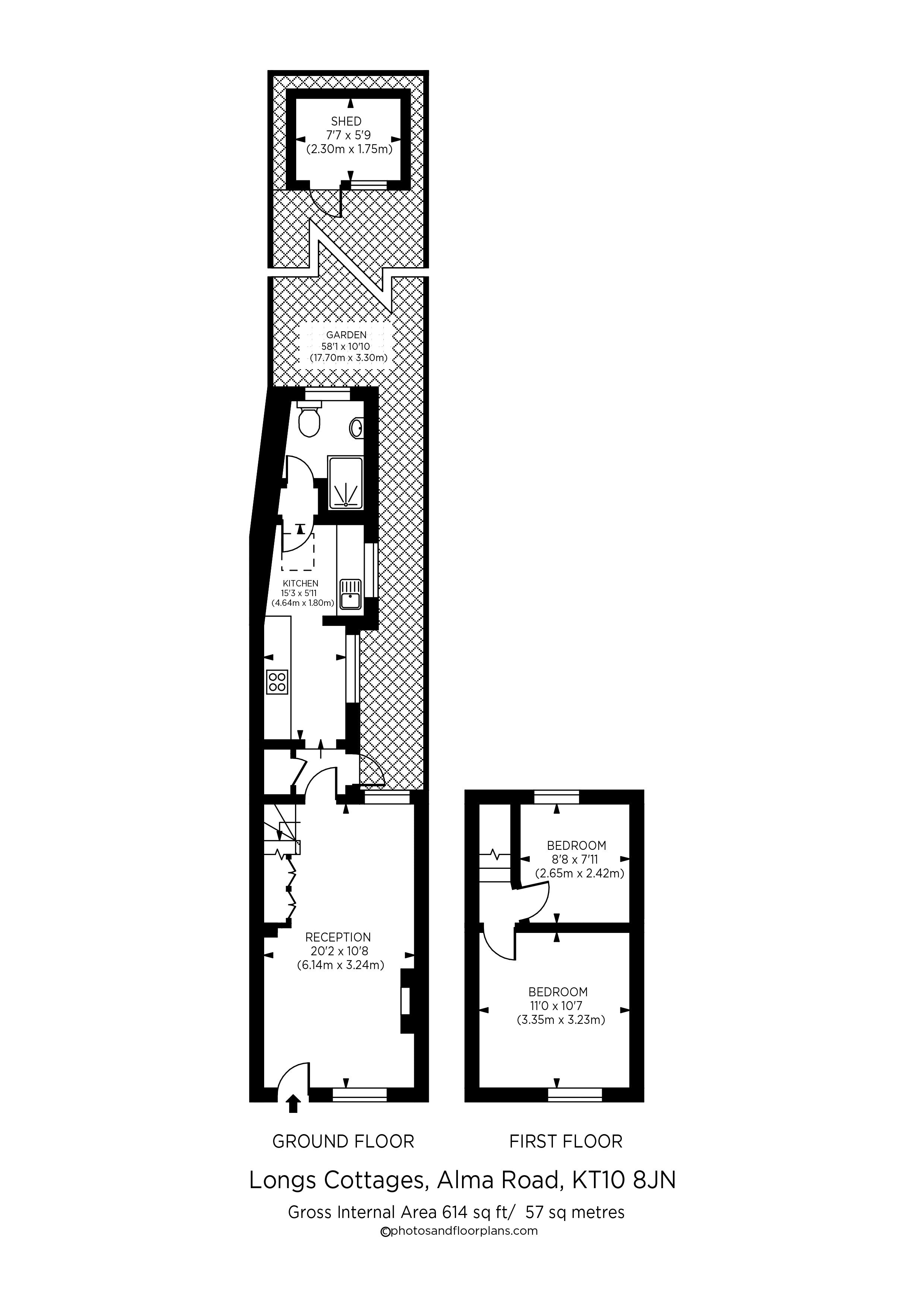 Floorplans For Longs Cottages, Alma Road, Esher