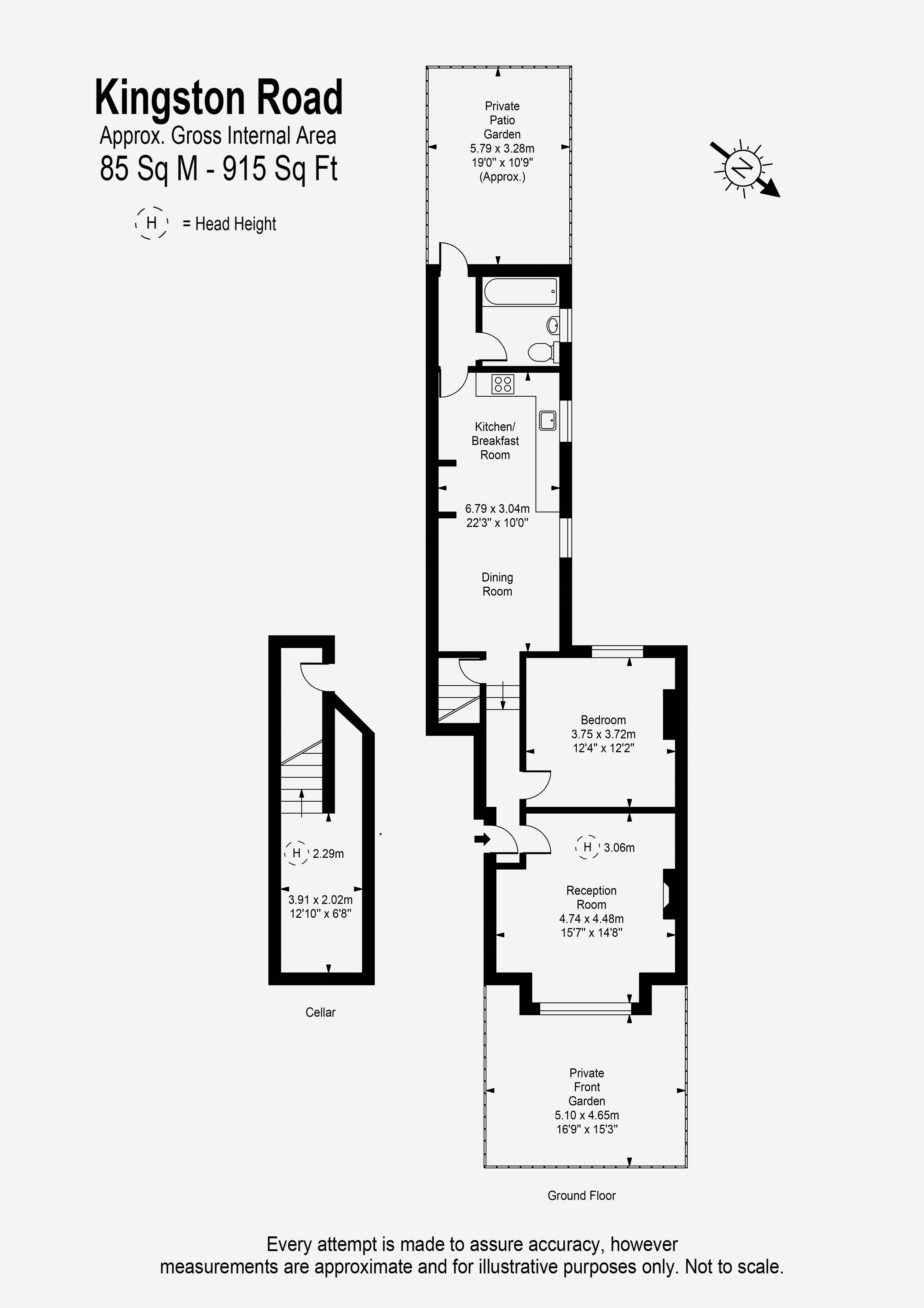 Floorplans For Garden Flat, Kingston Road, Teddington