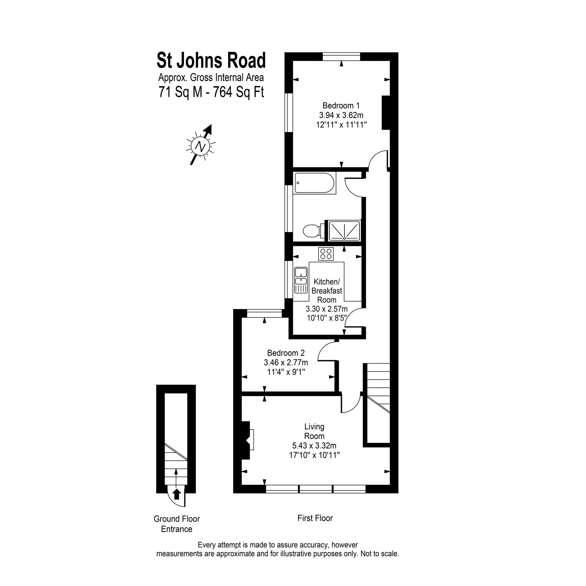 Floorplans For St. Johns Road, Hampton Wick